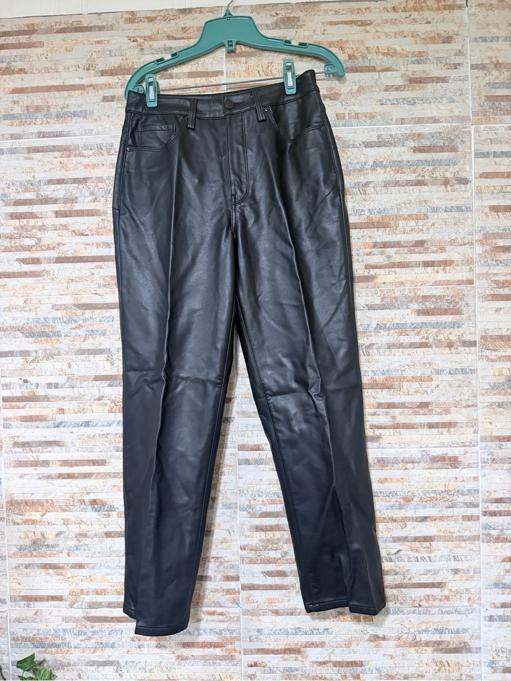 Black Wide Leg Faux Leather Pants - Women new without tags